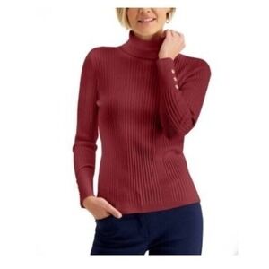 Women's Ribbed Red Turtleneck Sweater JM Collections Small New With Tags